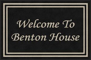 DOUBLE BORDER|WELCOME TO THE BENTON HOUSE 4 X 6 Rubber Backed Carpeted HD - The Personalized Doormats Company