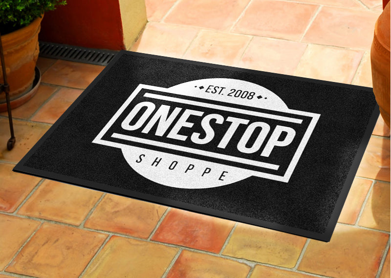 1 STOP SOHPPE 2 X 3 Rubber Backed Carpeted HD - The Personalized Doormats Company