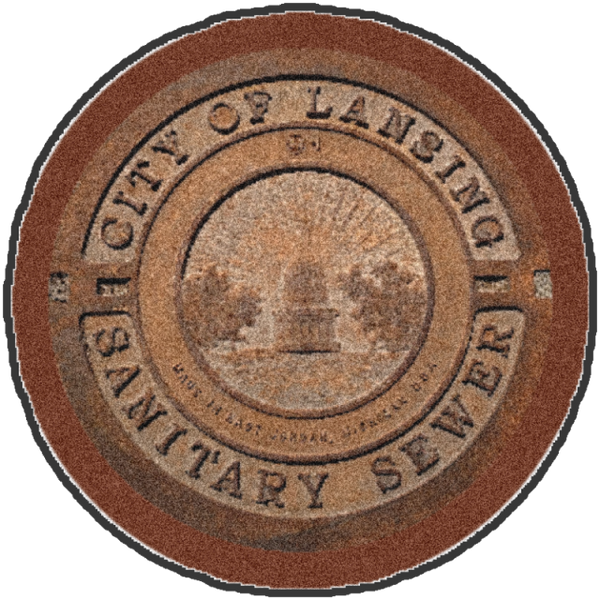 City of Lansing Manhole Cover: 3 X 3 - Rubber Backed Carpeted HD Custom ...