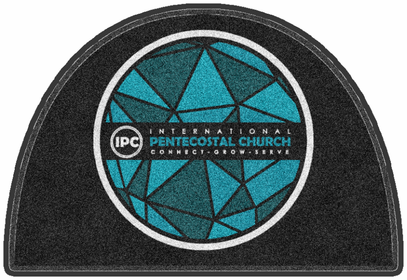 International Pentecostal Church § 4 X 6 Rubber Backed Carpeted HD Half Round - The Personalized Doormats Company