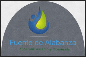 Fuente de Alabanza 4 X 6 Rubber Backed Carpeted HD Half Round - The Personalized Doormats Company