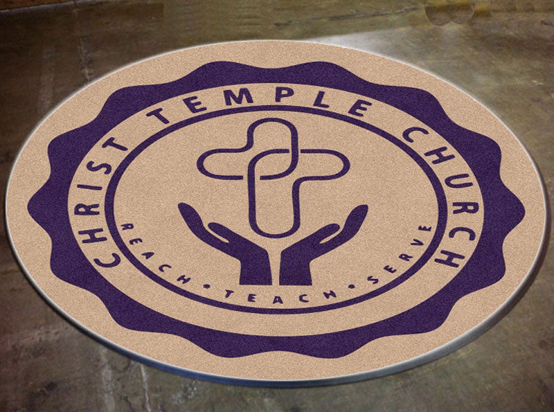 Christ Temple Church 5 X 5 Rubber Backed Carpeted HD Round - The Personalized Doormats Company