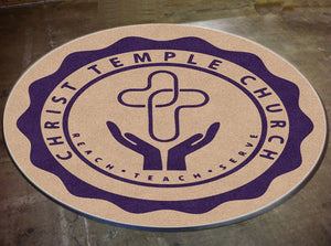 Christ Temple Church 5 X 5 Rubber Backed Carpeted HD Round - The Personalized Doormats Company