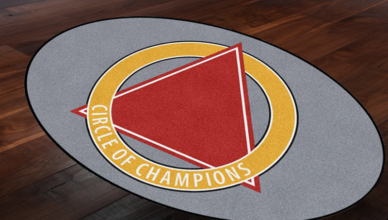 Federal Circle of Champs 4 X 6 Rubber Backed Carpeted HD Round - The Personalized Doormats Company