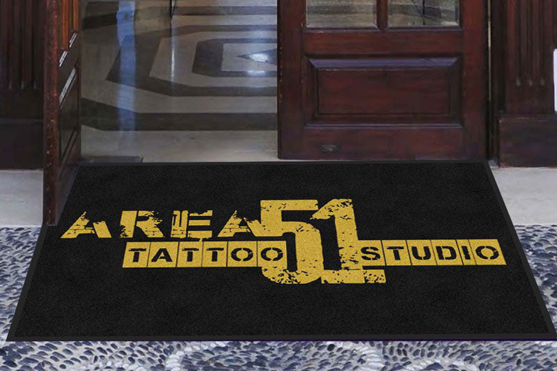 Area51 Tattoo Logo § 3 X 5 Rubber Backed Carpeted HD - The Personalized Doormats Company
