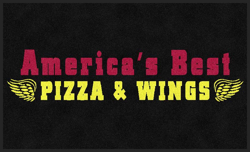 America's Best Pizza & Wings 3 X 5 Rubber Backed Carpeted HD - The Personalized Doormats Company