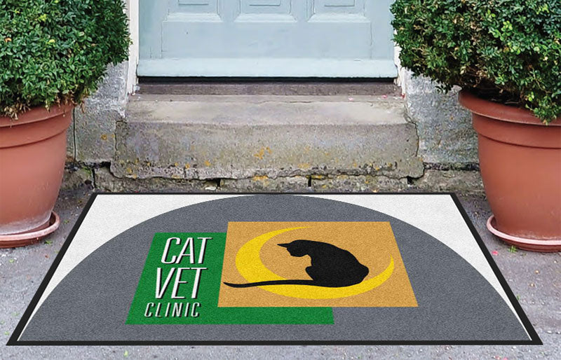 Cat Veterinary Clinic 3 X 4 Rubber Backed Carpeted HD Half Round - The Personalized Doormats Company