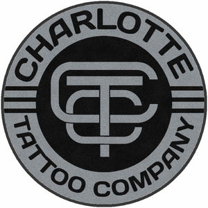 Charlotte Tattoo Company 5 X 5 Rubber Backed Carpeted HD Round - The Personalized Doormats Company