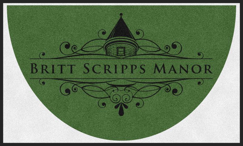 BRITT SCRIPPS MANOR (K9) 3 X 5 Rubber Backed Carpeted HD Half Round - The Personalized Doormats Company