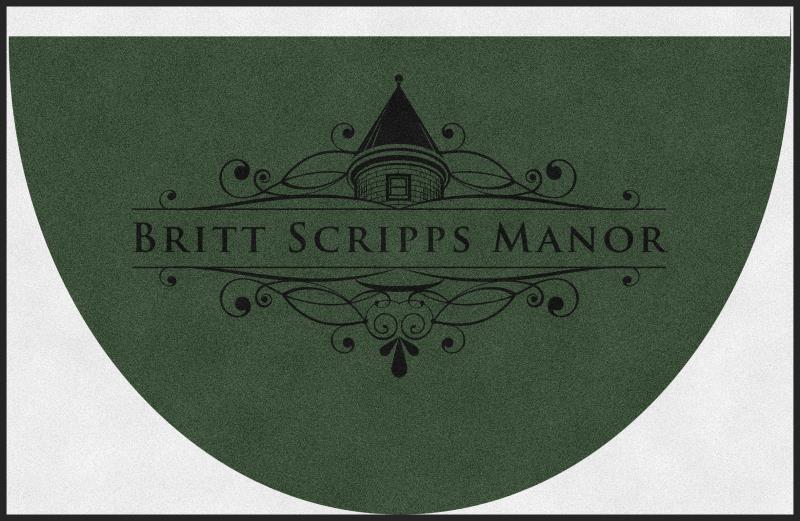 BRITT SCRIPPS MANOR (L6) 5.25 X 8 Rubber Backed Carpeted HD Half Round - The Personalized Doormats Company
