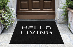 HELLO Living Logo 3 X 3 Rubber Backed Carpeted HD - The Personalized Doormats Company