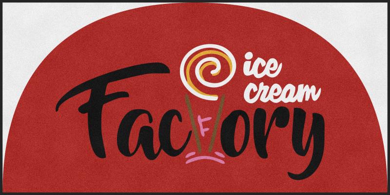 Ice Cream Factory 5 X 10 Rubber Backed Carpeted HD Half Round - The Personalized Doormats Company