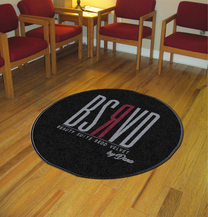 BSRVD 3 X 3 Rubber Backed Carpeted HD Round - The Personalized Doormats Company