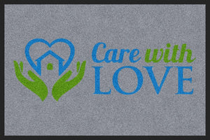 Care with LOVE 2 x 3 Rubber Backed Carpeted HD - The Personalized Doormats Company