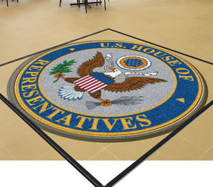 FL HOUSE 6 X 6 Rubber Backed Carpeted HD Round - The Personalized Doormats Company