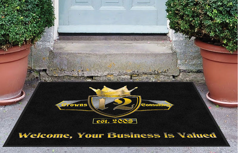 12 Crowns Front Door Mat 3 X 4 Rubber Backed Carpeted HD - The Personalized Doormats Company