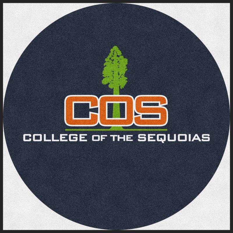 College of the Sequoias 5 X 5 Rubber Backed Carpeted HD Round - The Personalized Doormats Company
