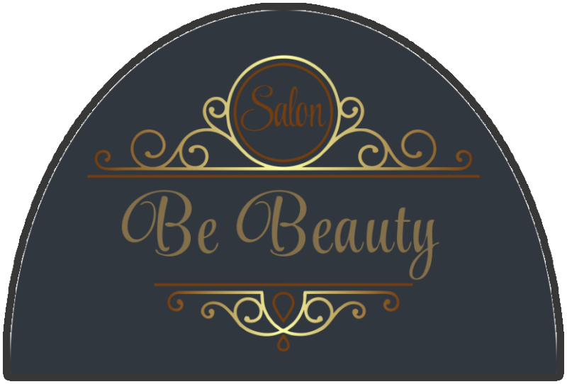 Be Beauty Salon 2 X 3 Rubber Backed Carpeted HD Half Round - The Personalized Doormats Company