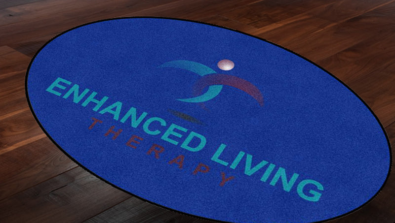 Enhanced Living Therapy 4 X 6 Rubber Backed Carpeted HD Round - The Personalized Doormats Company