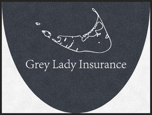 Grey Lady Insurance 3 X 4 Rubber Backed Carpeted HD Half Round - The Personalized Doormats Company
