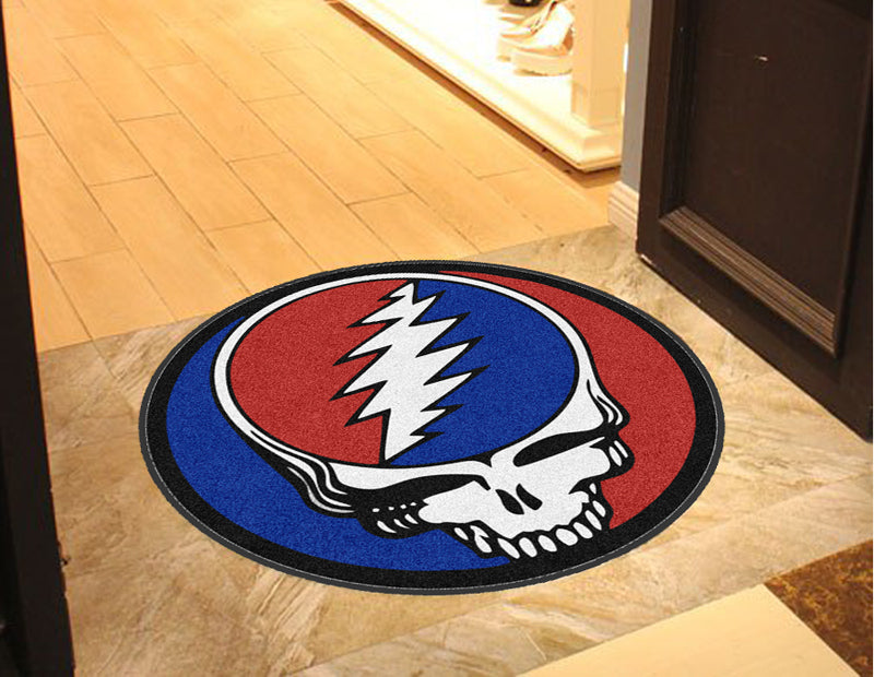 Deadhead § 4 X 4 Rubber Backed Carpeted HD Round - The Personalized Doormats Company