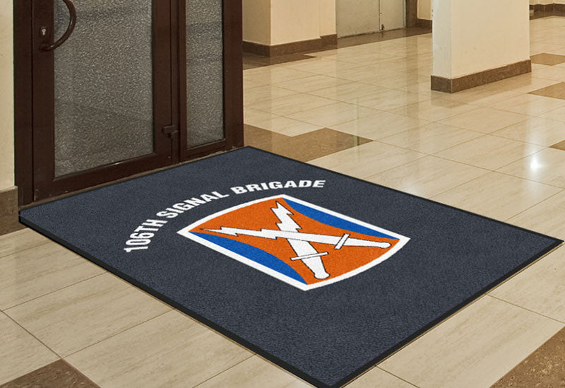 106th Signal Brigade 4 X 6 Rubber Backed Carpeted HD - The Personalized Doormats Company