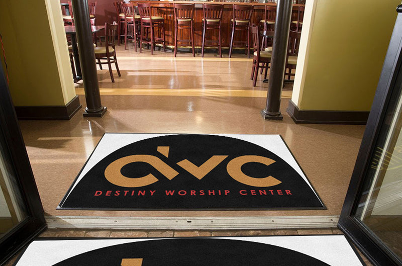 Destiny Worship Center 4 X 6 Rubber Backed Carpeted HD Half Round - The Personalized Doormats Company