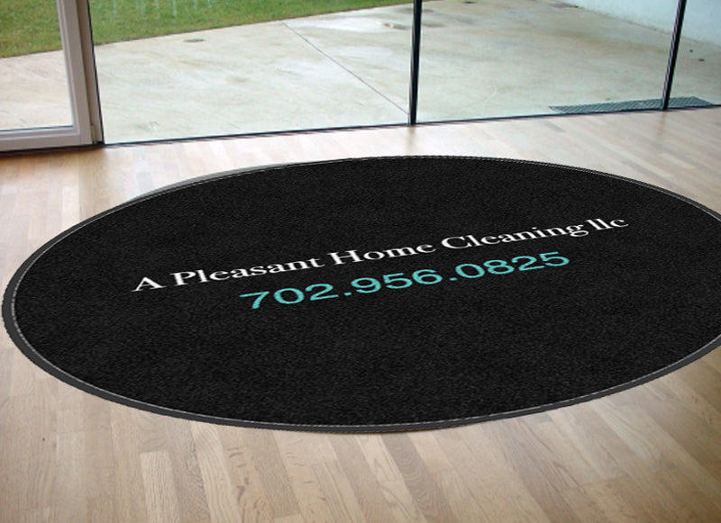 A Pleasant Home Cleaning llc 4 X 6 Rubber Backed Carpeted HD Round - The Personalized Doormats Company