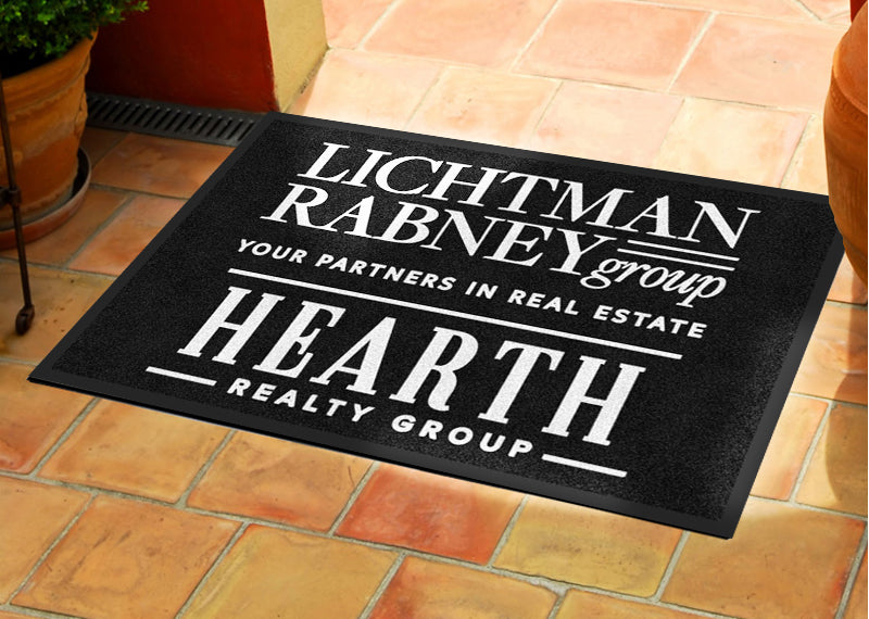 Black Mat with white 2 X 3 Rubber Backed Carpeted HD - The Personalized Doormats Company