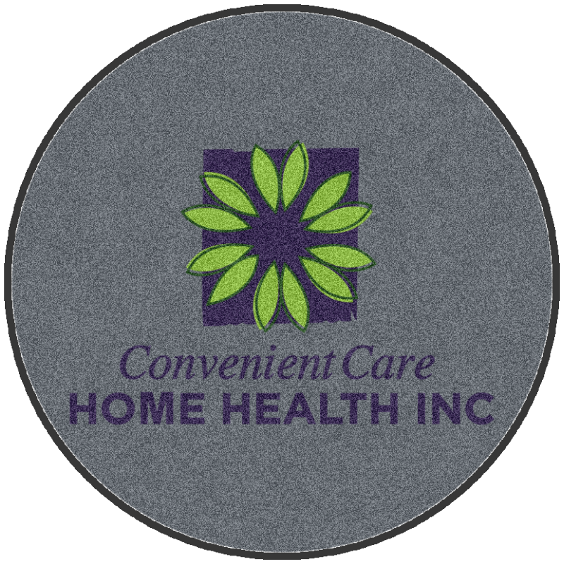 Convenient Care Home Health inc § 3 X 3 Rubber Backed Carpeted HD Round - The Personalized Doormats Company