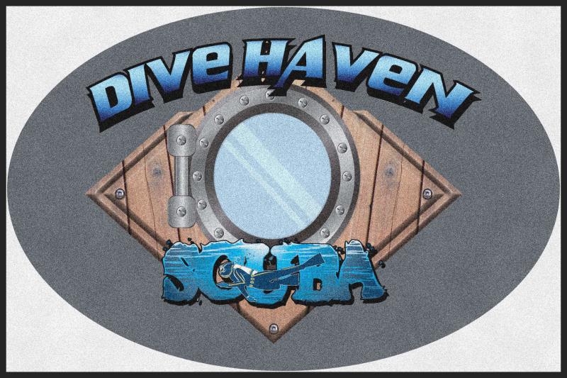 Dive Haven 4 X 6 Rubber Backed Carpeted HD Round - The Personalized Doormats Company