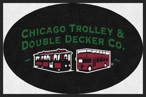 Chicago Trolley & Double Decker Co. 2' x 3' Rubber Backed Carpeted HD Round - The Personalized Doormats Company