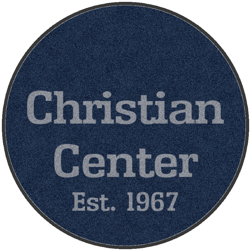 Christian Center 5 X 5 Rubber Backed Carpeted HD Round - The Personalized Doormats Company