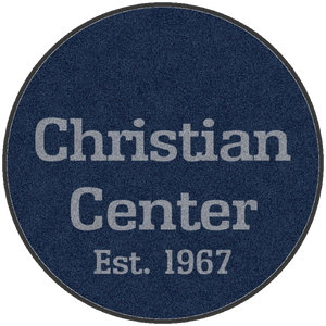Christian Center 5 X 5 Rubber Backed Carpeted HD Round - The Personalized Doormats Company