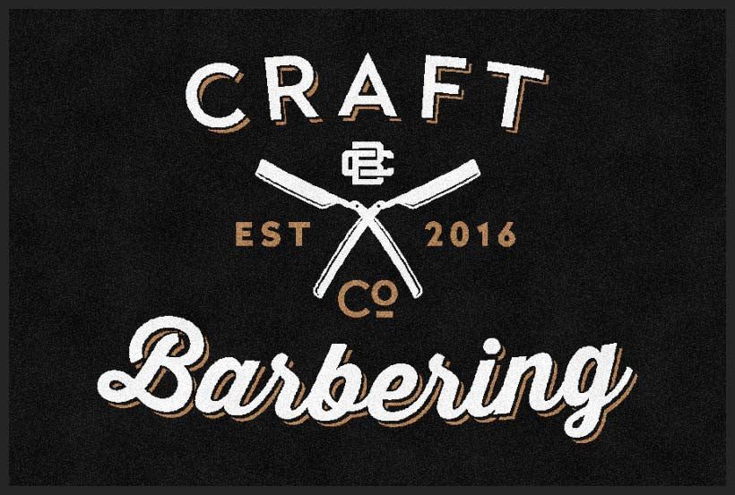Craft Barbering Co. 2 X 3 Rubber Backed Carpeted HD - The Personalized Doormats Company