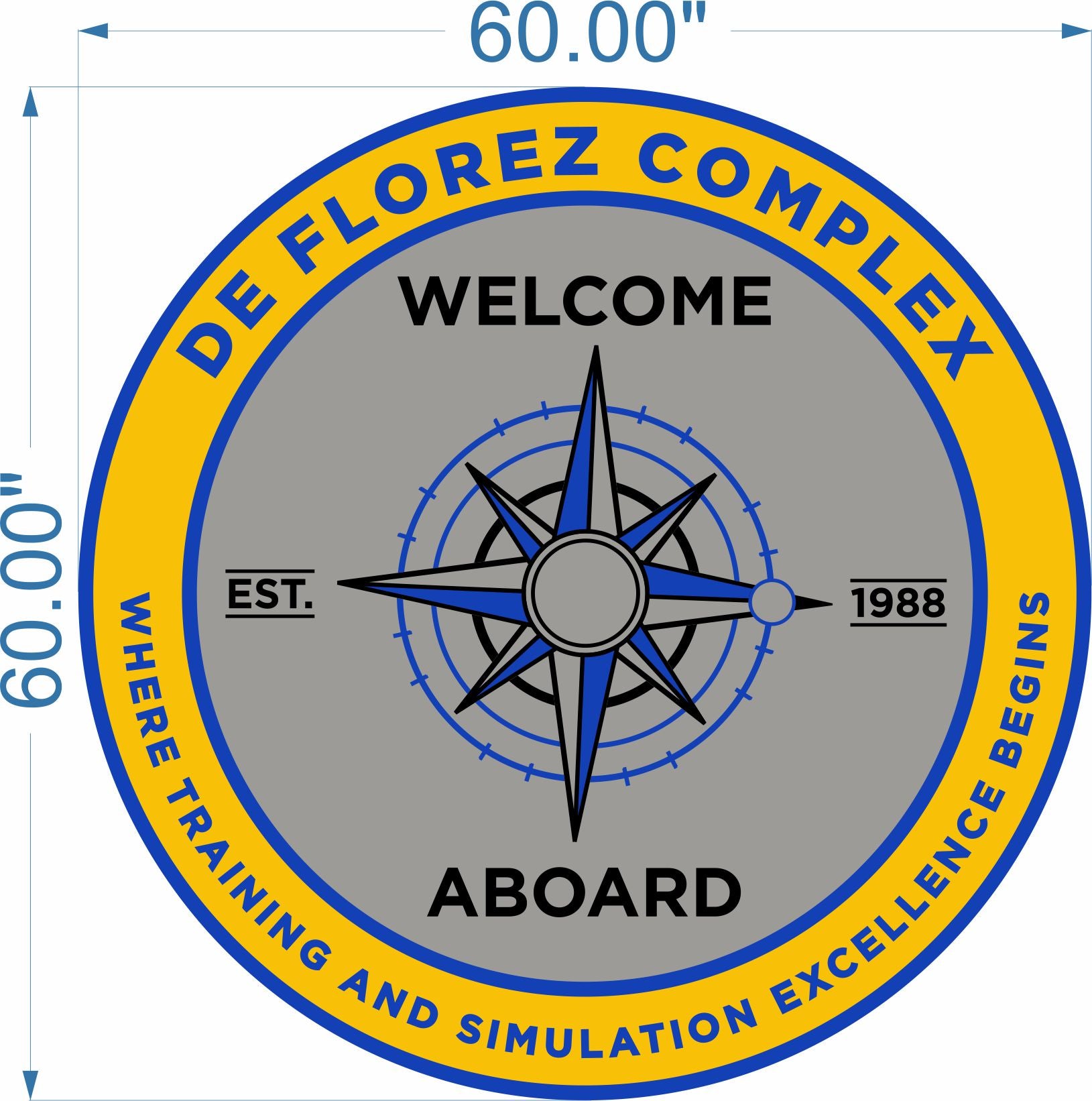 de Florez Welcome Aboard Mat (US Navy) 5 X 5 Luxury Berber Inlay - The Personalized Doormats Company