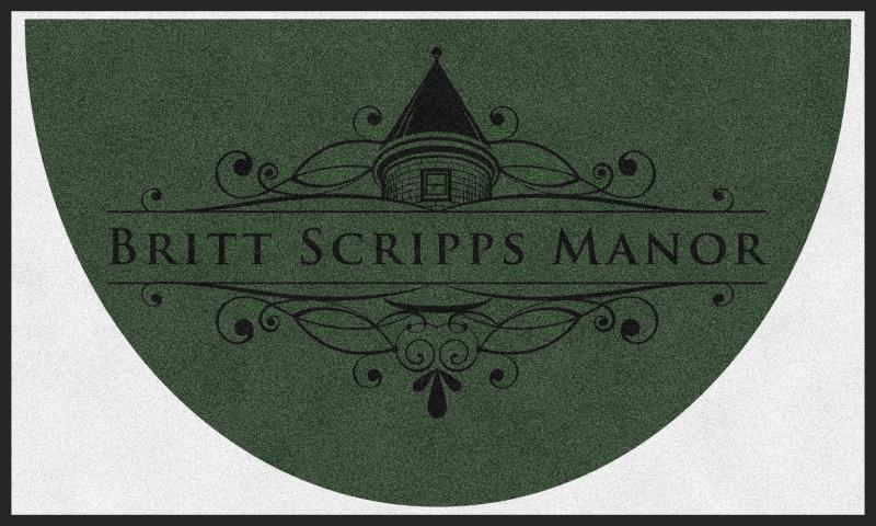 BRITT SCRIPPS MANOR (L6) 3 X 5 Rubber Backed Carpeted HD Half Round - The Personalized Doormats Company