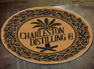 Charleston Distilling Co. 6 X 6 Rubber Backed Carpeted HD Round - The Personalized Doormats Company