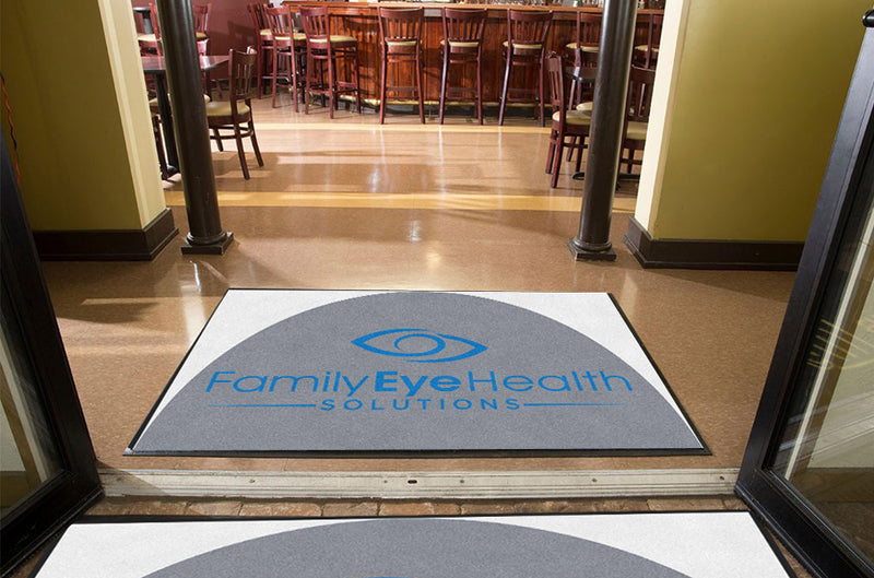 Family Eye Health 4 X 6 Rubber Backed Carpeted HD Half Round - The Personalized Doormats Company