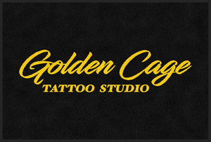 Golden Cage tattoo studio 2 X 3 Rubber Backed Carpeted HD - The Personalized Doormats Company