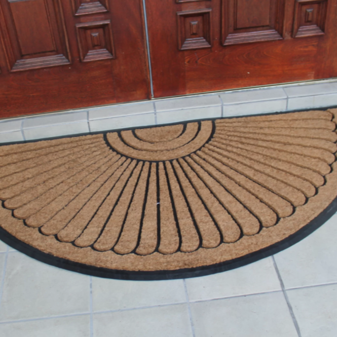 Black Rubber Door Mat | Honeycomb Style Doormat for Indoor Outdoor | Heavy  Duty