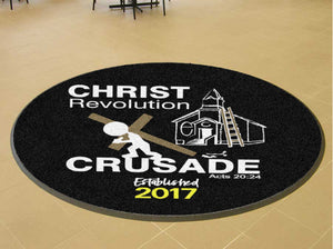 Christ Revolution Crusade 5 X 5 Rubber Backed Carpeted HD Round - The Personalized Doormats Company