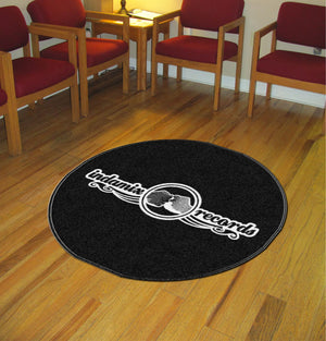 INDAMIX RECORDS 3 X 3 Rubber Backed Carpeted HD Round - The Personalized Doormats Company