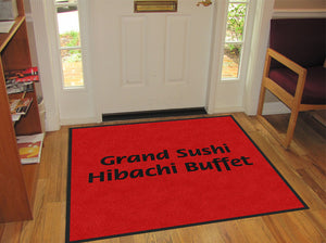 Grand Sushi Hibachi Buffet 4 X 4 Rubber Backed Carpeted - The Personalized Doormats Company