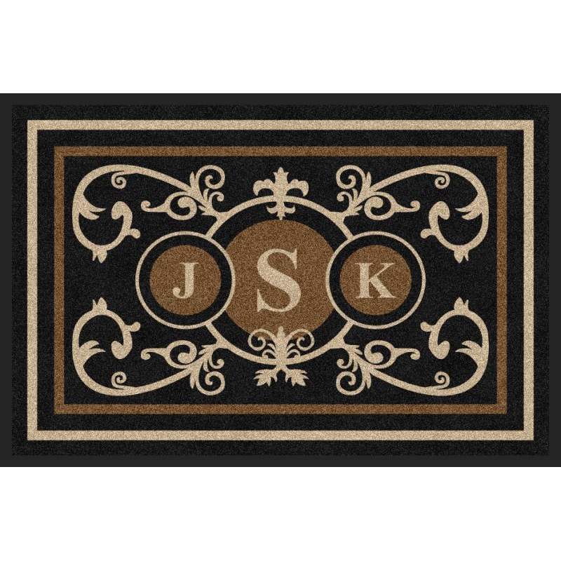 Black Double Border Monogrammed Outdoor Mat