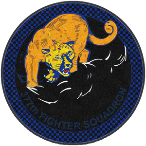 377TH FIGHTER SQUADRON (Version 3) § 5 X 5 Rubber Backed Carpeted HD Round - The Personalized Doormats Company