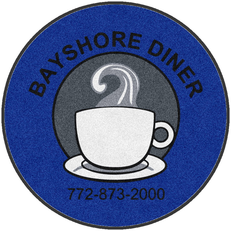 Bayshore Diner 6 X 6 Rubber Backed Carpeted HD Custom Shape - The Personalized Doormats Company