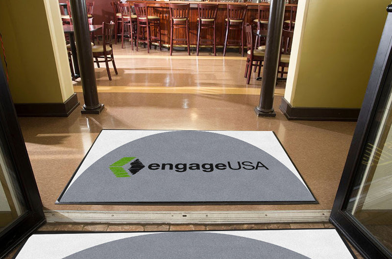 EngageUSA 4 X 6 Rubber Backed Carpeted Half Round - The Personalized Doormats Company