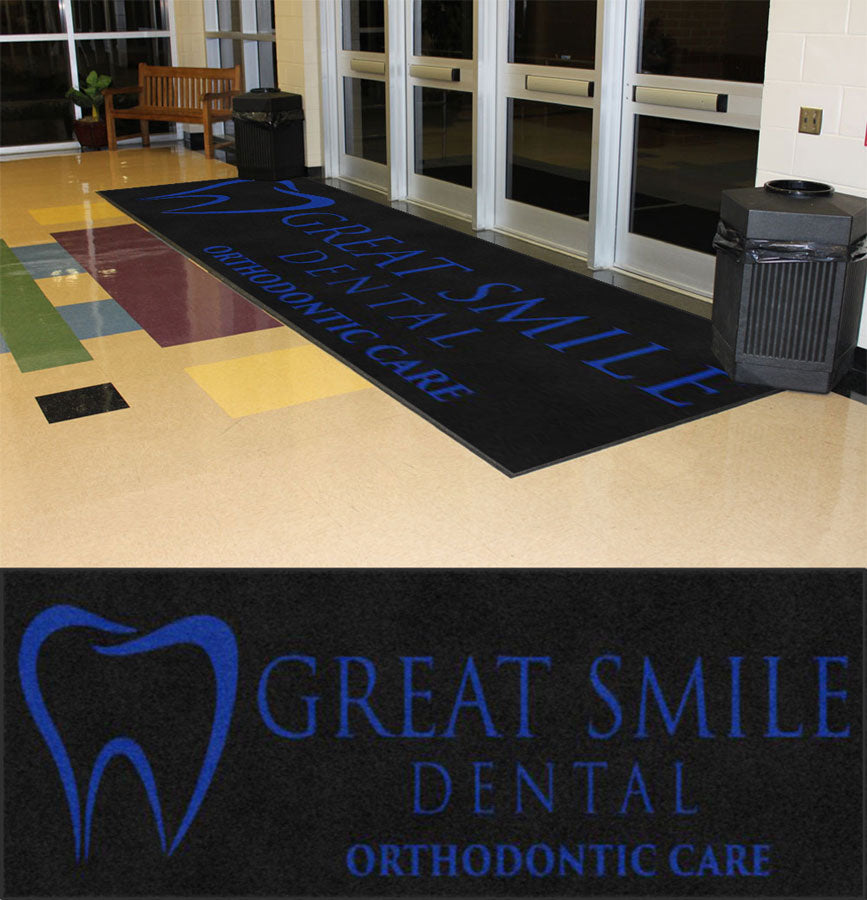 Great Smile Dental 4.5 X 15 Rubber Backed Carpeted HD - The Personalized Doormats Company