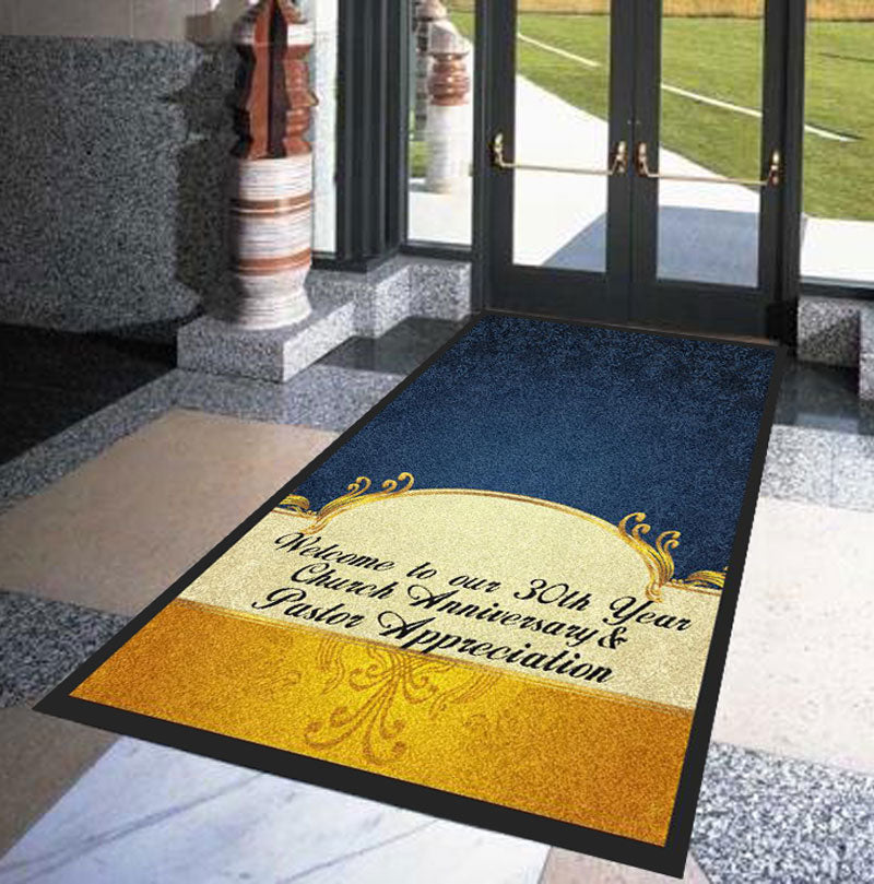 ANNIVERSARY WELCOME MAT 6 X 10 Rubber Backed Carpeted HD - The Personalized Doormats Company